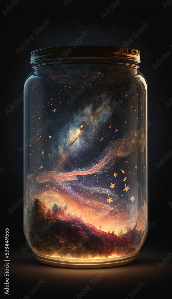 Universe in a Jar, Generative AI, Illustration Universe in a Jar, Generative AI, Illustration