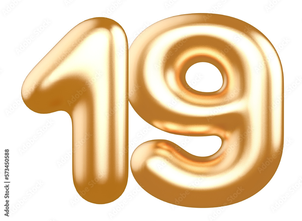 number 19 gold balloon with Generative AI number 19 gold balloon with Generative AI