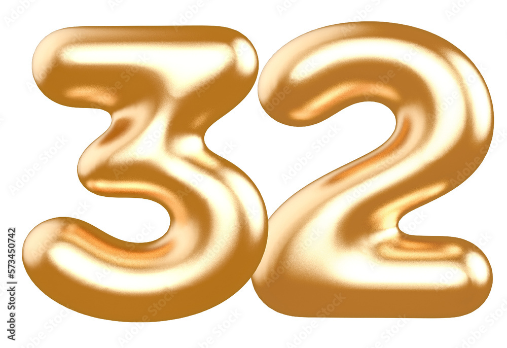 number 32 gold balloon with Generative AI number 32 gold balloon with Generative AI