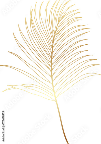 Luxury tropical leaf gold line art