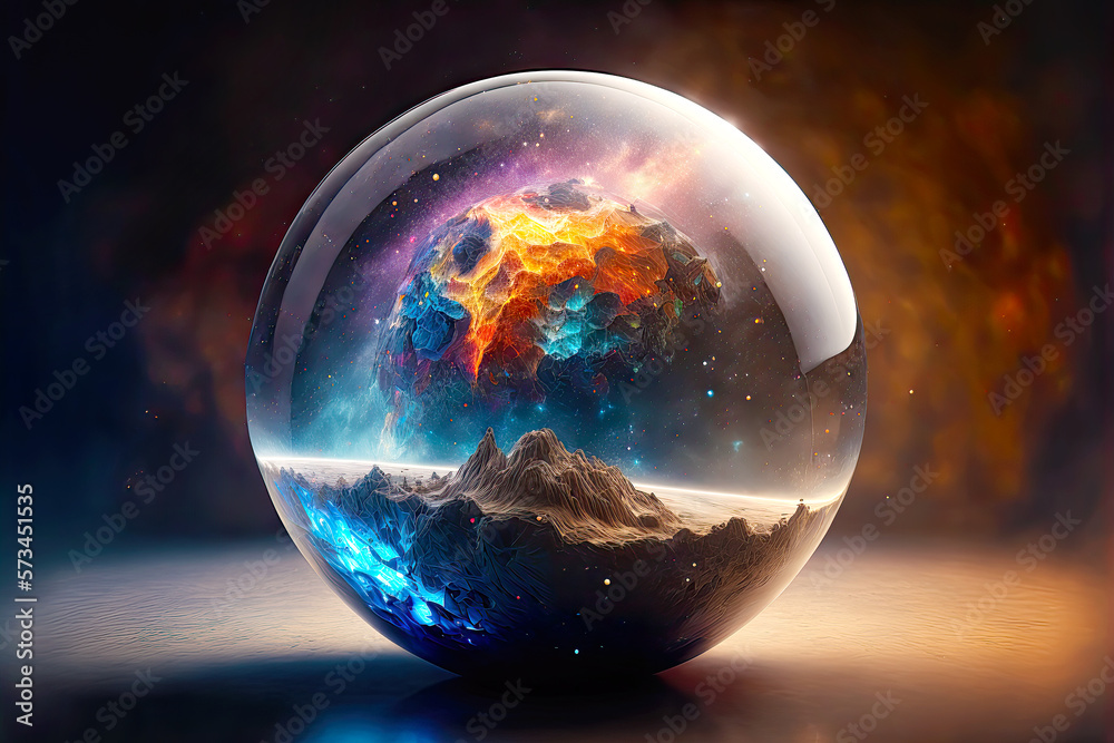 Magic Globe with Universe Inside. Generative AI.