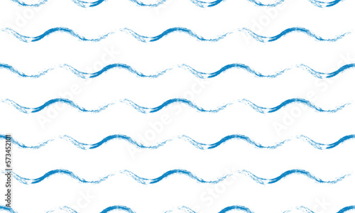 Seamless wave pattern. Hand drawn water sea vector background. Wavy grunge brush stroke.