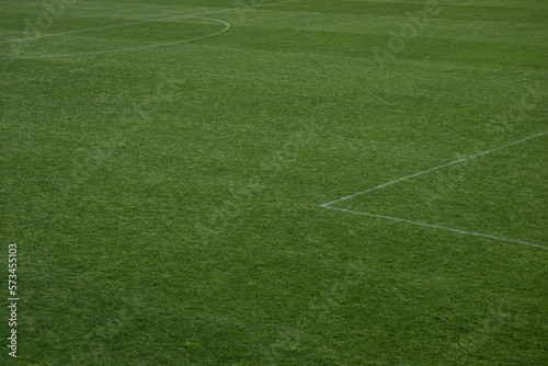 Fototapeta Naklejka Na Ścianę i Meble -  Green synthetic grass sports field