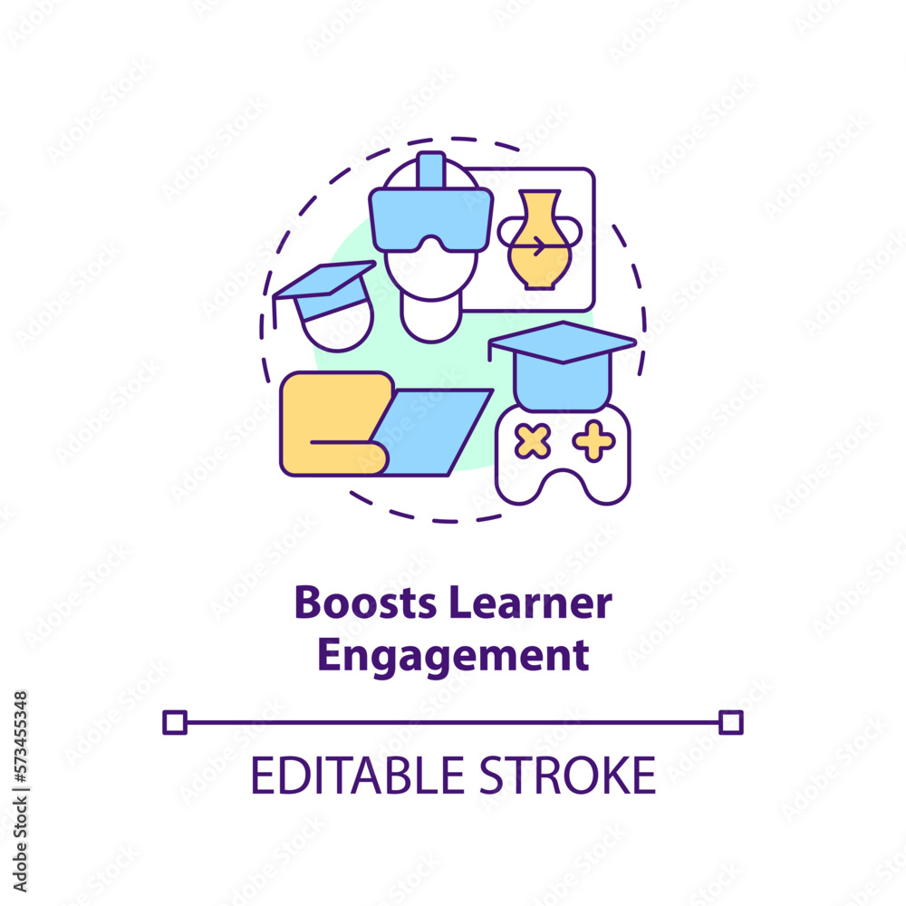 Boost learner engagement concept icon. Gamification benefits in e learning abstract idea thin line illustration. Isolated outline drawing. Editable stroke. Arial, Myriad Pro-Bold fonts used Boost learner engagement concept icon. Gamification benefits in e learning abstract idea thin line illustration. Isolated outline drawing. Editable stroke. Arial, Myriad Pro-Bold fonts used