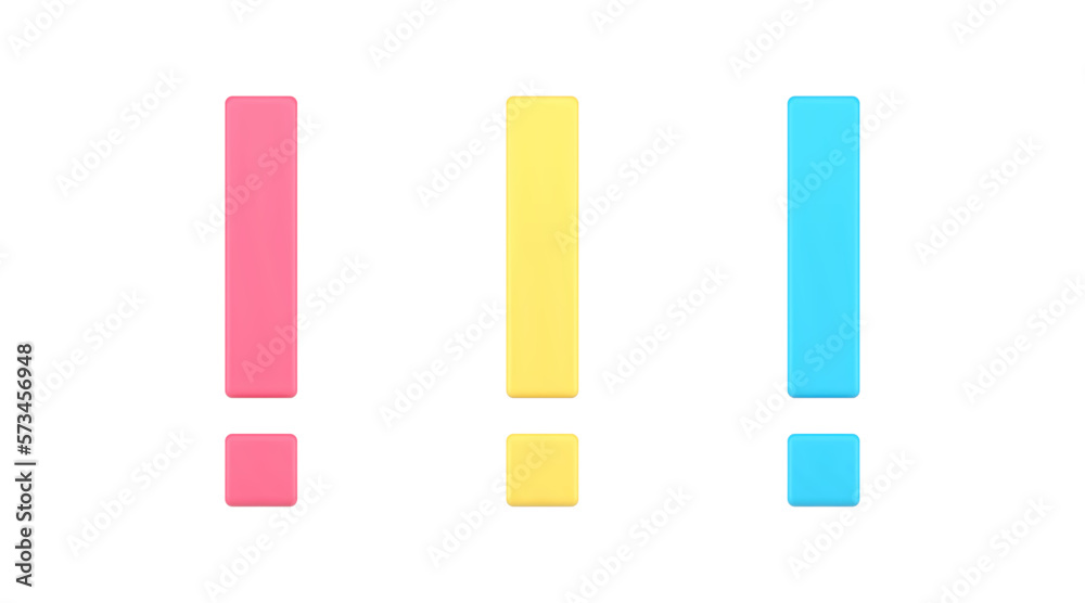 Exclamation point 3d icon alert attention sign important information mark set realistic vector Exclamation point 3d icon alert attention sign important information mark set realistic vector