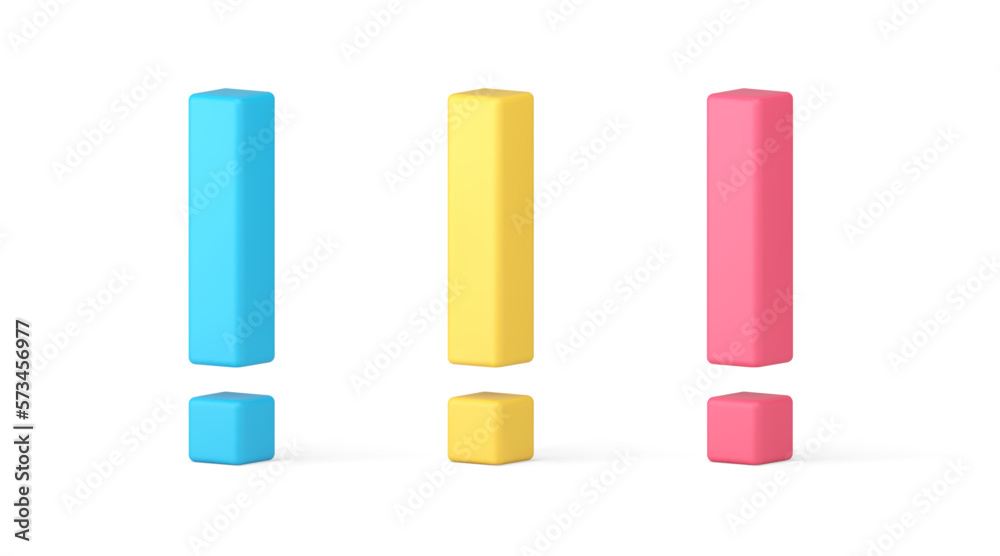 Exclamation mark warning advice assistance badge caution alert 3d icon set realistic vector Exclamation mark warning advice assistance badge caution alert 3d icon set realistic vector