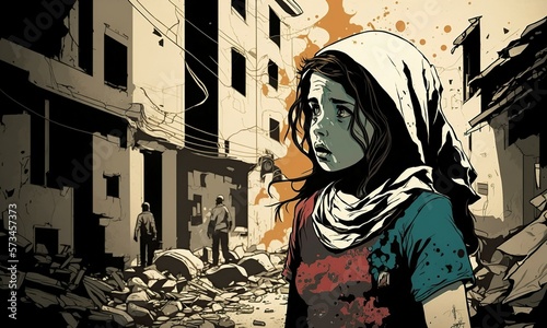 illustration, earthquake in syria, disaster, destruction, ai generative © Jorge Ferreiro
