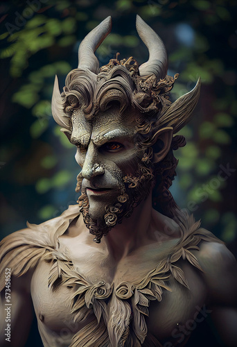Portrait of Satyr creature from Greek mythology, Generative AI photo