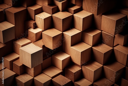 image, wooden cubes background texture pattern, ai generative
