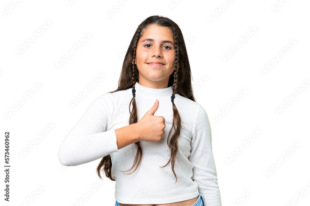 Young girl over isolated chroma key background giving a thumbs up gesture Young girl over isolated chroma key background giving a thumbs up gesture