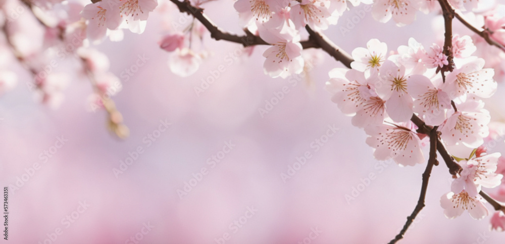 Close-up Of Pink Cherry Blossoms In Spring Banner Close-up Of Pink Cherry Blossoms In Spring Banner