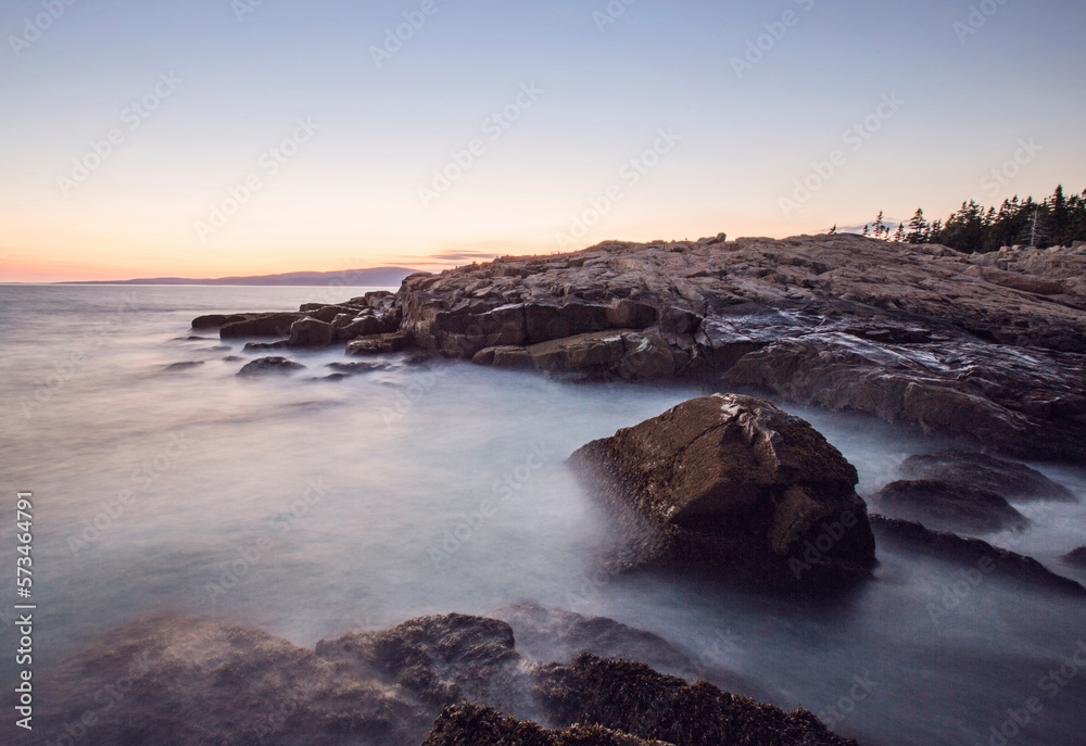 Rocky coastline at sunset, Schoodic Peninsula, Acadia National Park, Maine, USA Rocky coastline at sunset, Schoodic Peninsula, Acadia National Park, Maine, USA
