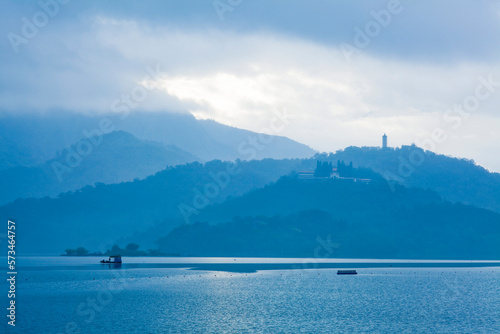 The scenery of Sun Moon Lake in the morning. it’s a famous attraction in Nantou, Taiwan. © BINGJHEN