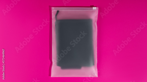 Plastic zip lock bag with towel inside without logo.