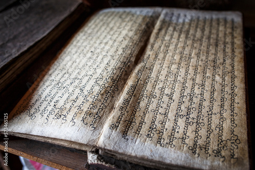 Buddhist texts near Inle Lake, Myanmar