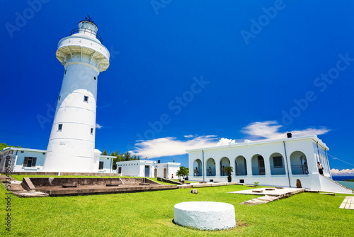 Beautiful view of Eluanbi Lighthouse in Kenting National Park, Pingtung, Taiwan. it's one of Taiwan's famous attractions.