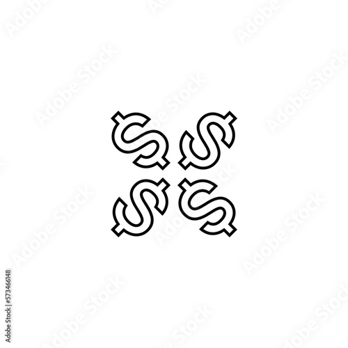 Dollar token icon isolated on white background. 