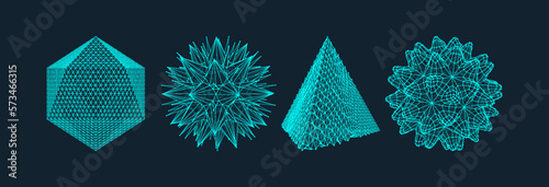 Sphere with connected lines and dots. Crystal. Pyramid. Molecular grid. 3d technology style. Vector illustration. Futuristic connection structure for chemistry, science or education.