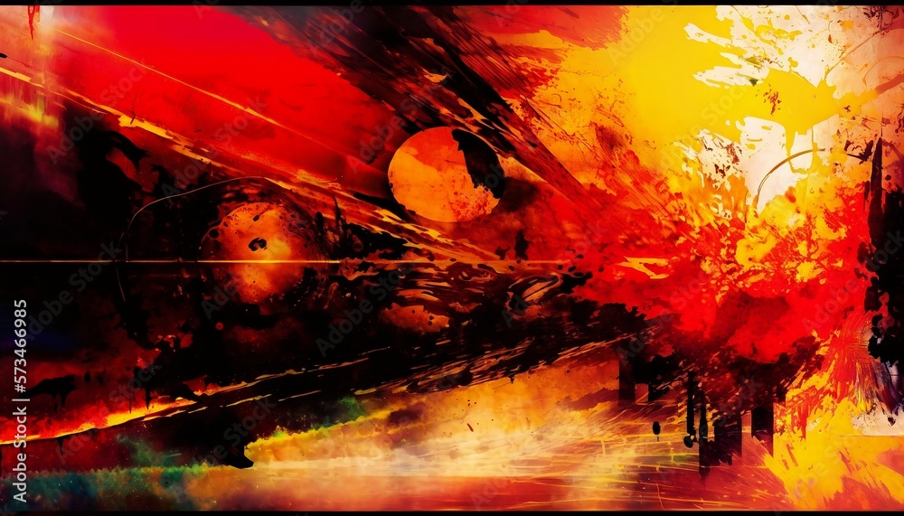 Red themed AI generated abstract art painting.
