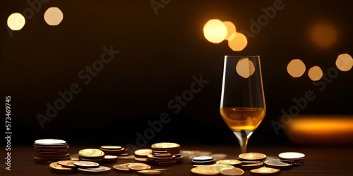 glass of wine and coin with...