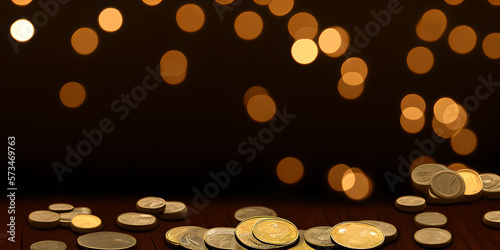 gold coin with blur gold bo...