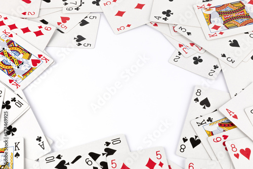 Poker cards background on white