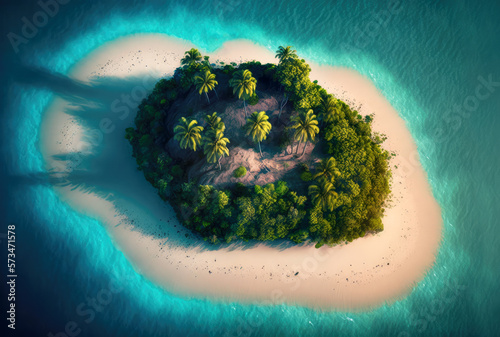 Small tropical island aerial view. Generative AI