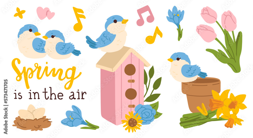 Vector illustration set of cute doodle bird compositions for digital stamp,greeting card,sticker,icon,design Vector illustration set of cute doodle bird compositions for digital stamp,greeting card,sticker,icon,design