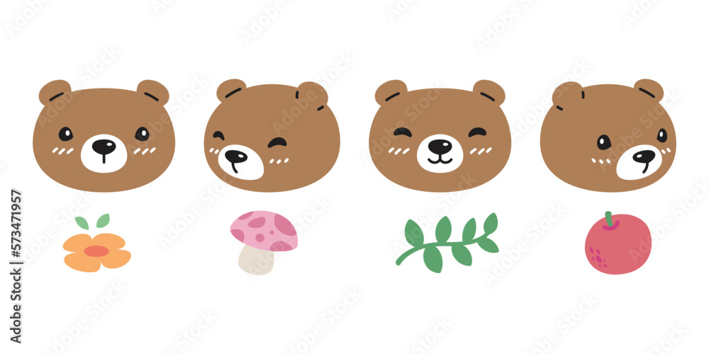 Bear vector polar icon flower fruit mushroom character cartoon logo teddy symbol doodle animal illustration isolated design Bear vector polar icon flower fruit mushroom character cartoon logo teddy symbol doodle animal illustration isolated design