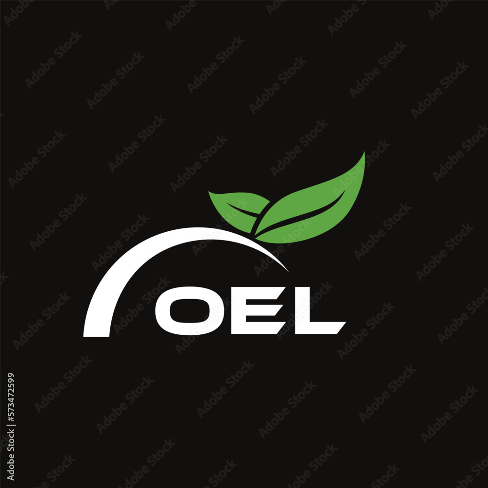 Fototapeta premium OEL letter nature logo design on black background. OEL creative initials letter leaf logo concept. OEL letter design.