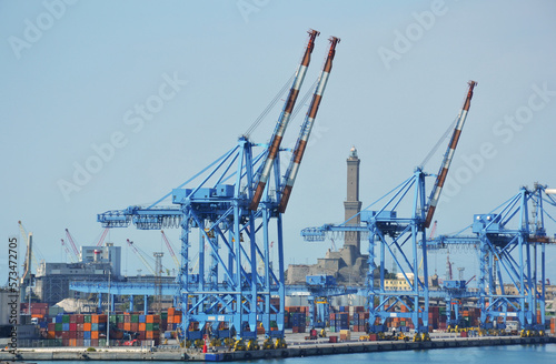 Cranes in the port of Genoa in Italy