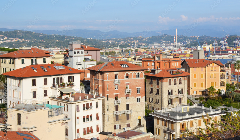 Aerial view of La Spezia city, Italy