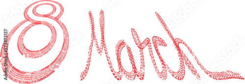 Greeting cards with line.International women's day . 8 march . Handwritten lettering typography