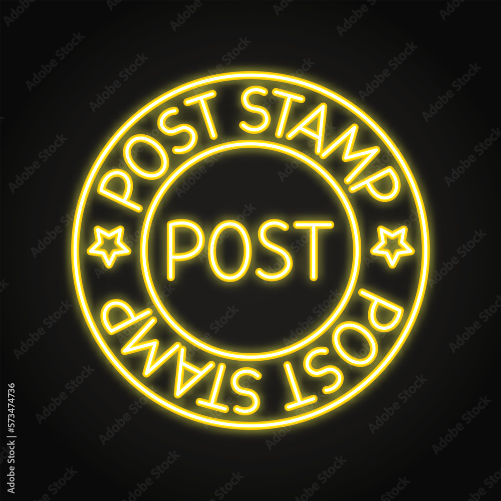 Round post stamp neon icon