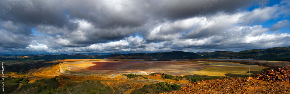 panoramic view of tailings pond at Rio Tinto, Spain