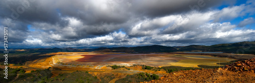 panoramic view of tailings pond at Rio Tinto, Spain