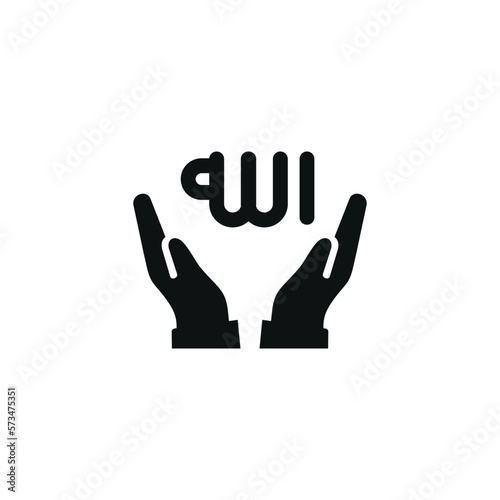 Islamic praying hands flat icon isolated on white background. Islamic icon vector. Ramadan icon vector