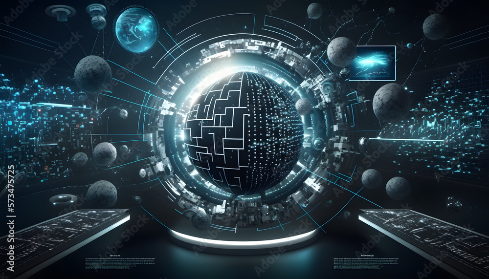 Future Technology Big Data Concept Background - Generative AI Future Technology Big Data Concept Background - Generative AI