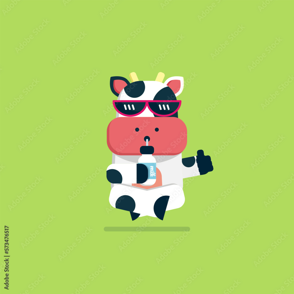 Cute cow drink a milk vector design for wallpaper, background, fabric and textile