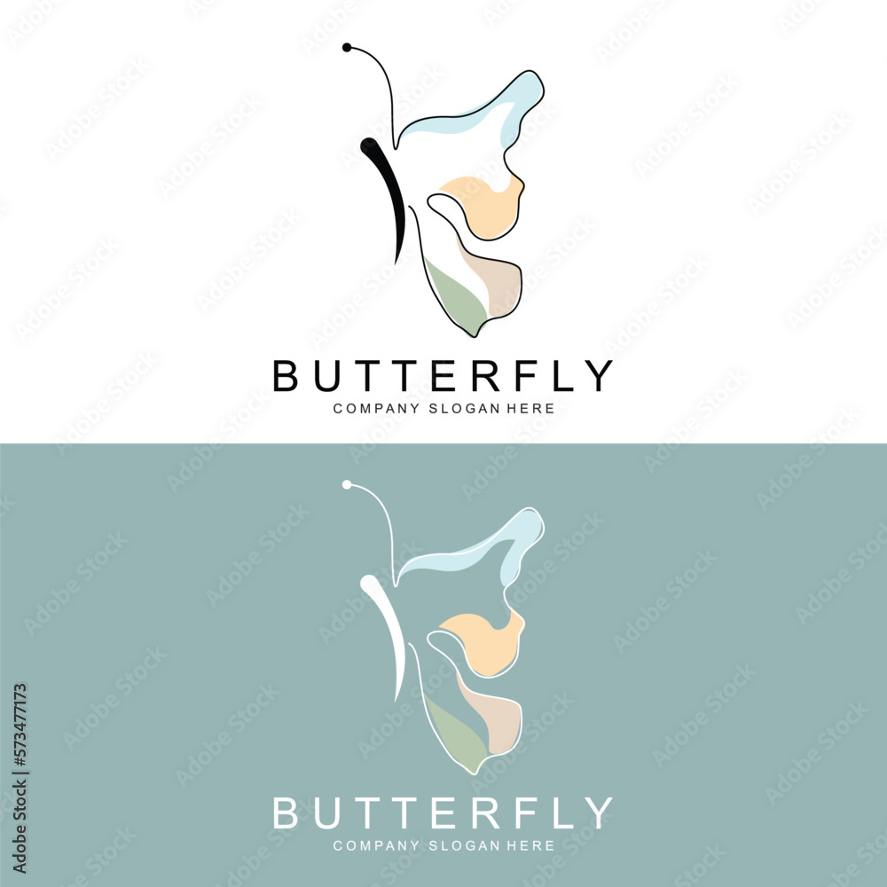 Fototapeta premium Butterfly Logo Design, Beautiful Flying Animal, Company Brand Icon Illustration, Screen Printing, Salon