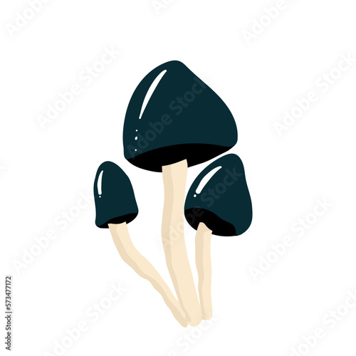 mushrooms in the hand drawing style. Psychedelic abstract mushrooms, hippie style. Vector illustration isolated on a white background.