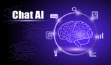 artificial intelligence chatbot. Artificial intelligence chatbot and line icon on technology background.