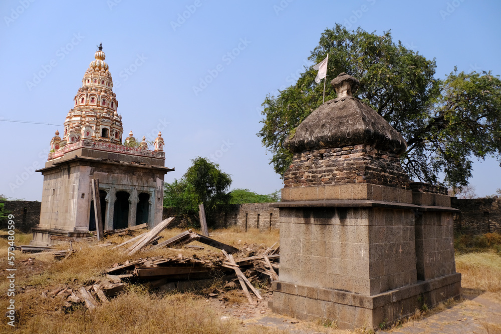 30 Jan 2023, In Wathar Nimbalkar Village Beautiful Shiva Temple. historic Wada (Palace) built in 1795-1804 near Phaltan, Maharashtra, India. 