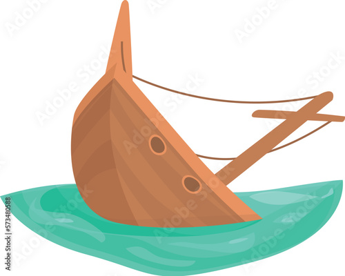 Old shipwreck icon cartoon vector. Pirate ship. Wreck boat