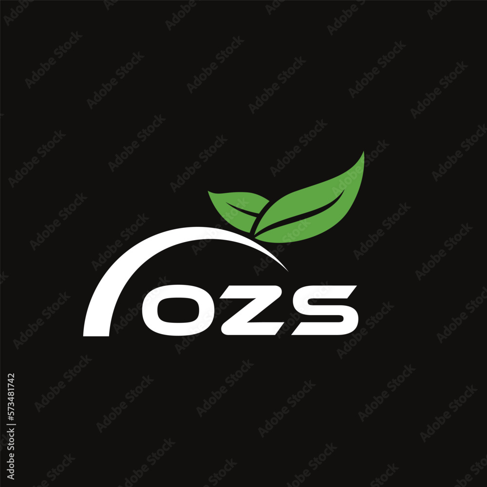 Fototapeta premium OZS letter nature logo design on black background. OZS creative initials letter leaf logo concept. OZS letter design. 