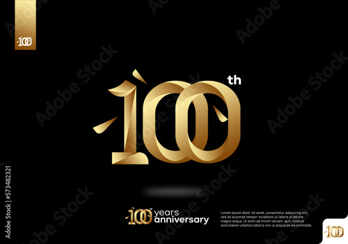 Number 100 gold logo icon design, 100th birthday logo number, 100th anniversary.