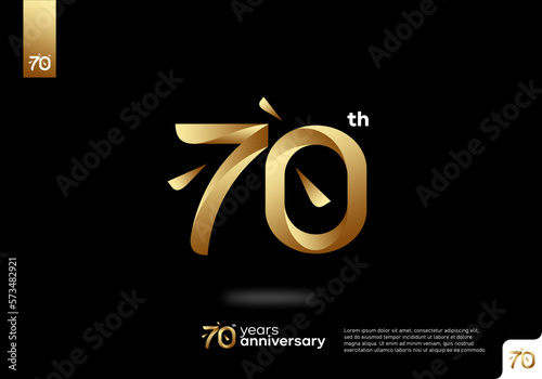 Number 70 gold logo icon design, 70st birthday logo number, 70st anniversary.