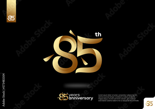 Number 85 gold logo icon design, 85th birthday logo number, 85th anniversary.