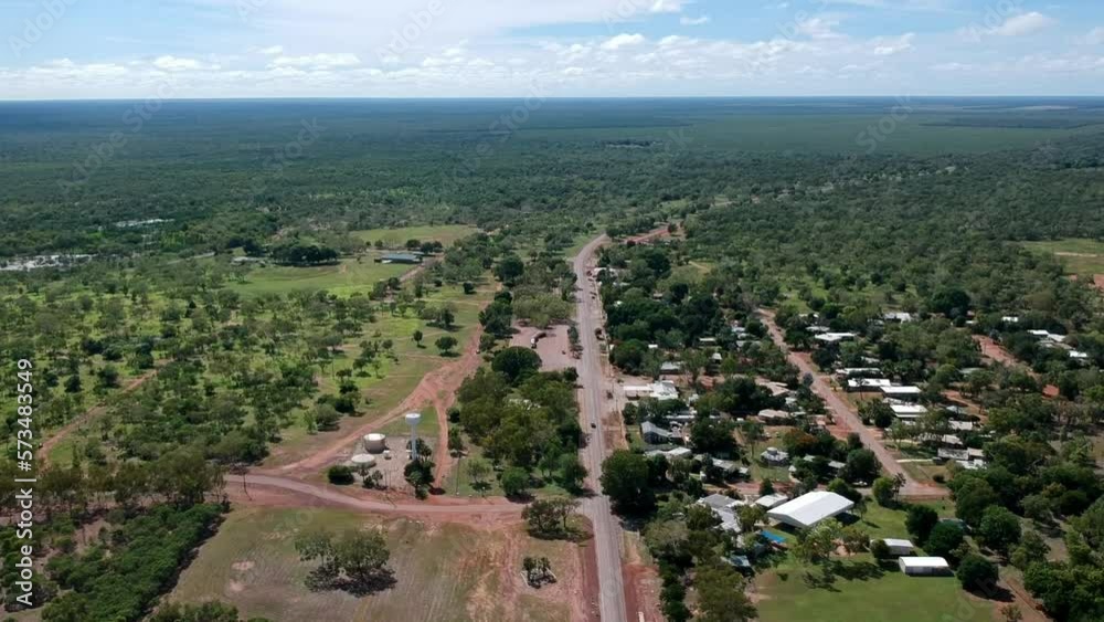 Cinematic drone video mataranka small ton in middle of nowhere outback ...