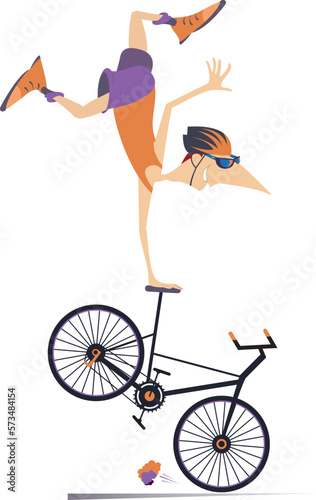 Biker cycling bicycle sport.
Cycling bicycle extreme high jump. Cyclist man making a trick on the bike
